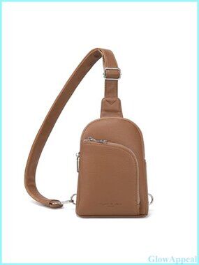 Vegan Leather Crossbody Bag RFID Blocking 2 Zip Compartments